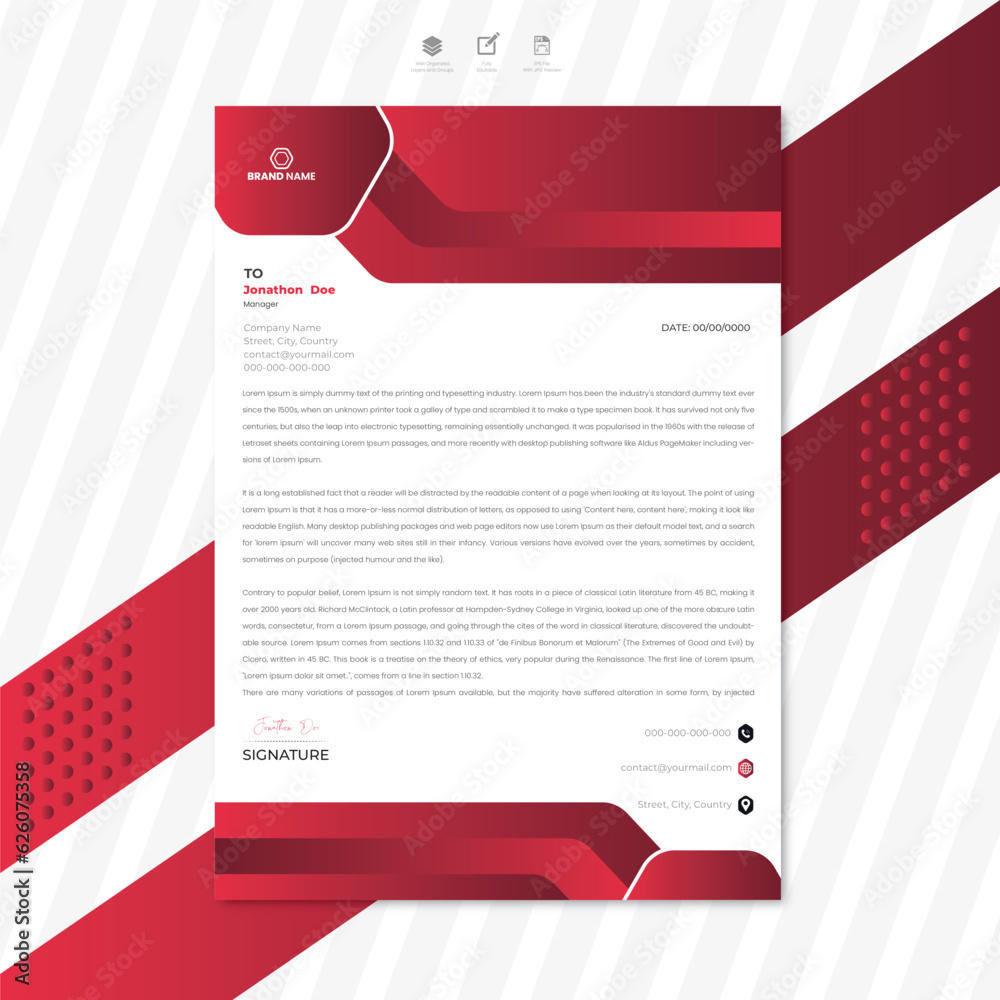 Abstract Letterhead Design Modern Business Letterhead Design Template