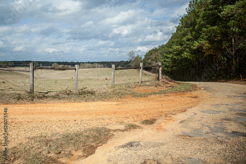 Quiet dirt country road landscape.
