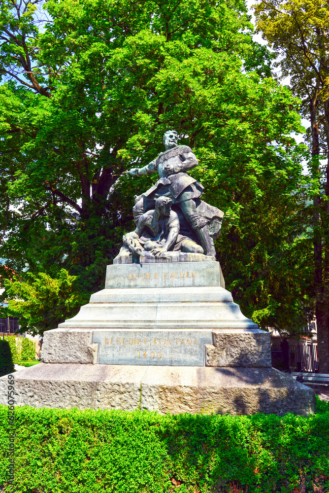 Fototapeta premium Fontana-Denkmal in Chur, Kanton Graubünden (Schweiz)