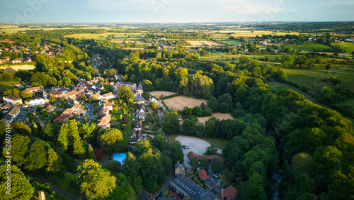 Unique aerial view of Knaresborough town in North Yorkshire