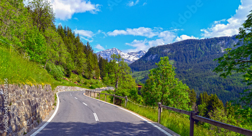 Die Arosastraße bei Langwies in der Region Plessur, Gemeinde Arosa im Kanton Graubünden (Schweiz) photo