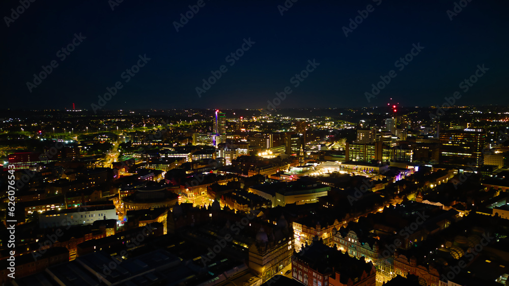 Unique photo of Leeds during the nighttime taken with a drone