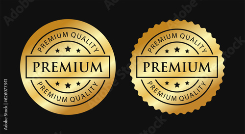 Premium quality vector badges. Luxury black and gold labels. For icon, logo, sign, seal, symbol, stamp, sticker. Vector illustration