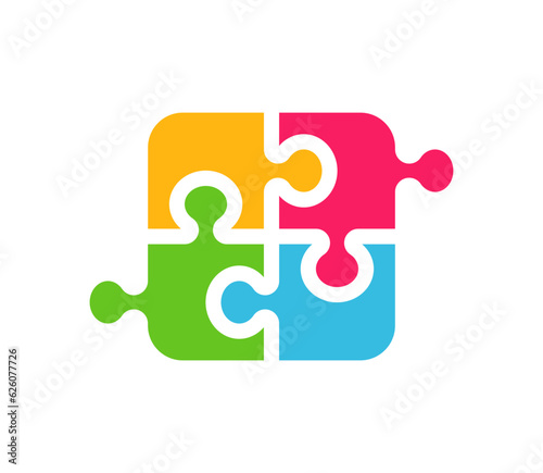 Jigsaw puzzle icon. Colorful puzzle game icon. Autism symbol.
