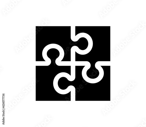 Jigsaw puzzle icon. Black puzzle game icon. Autism symbol.