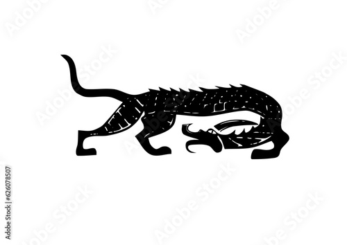 Black dragon vector illustration. Chinese traditional style.