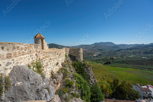 Walls of Olvera Castle and Sierra del Tablon Mountains View - Olvera, Andalusia, Spain