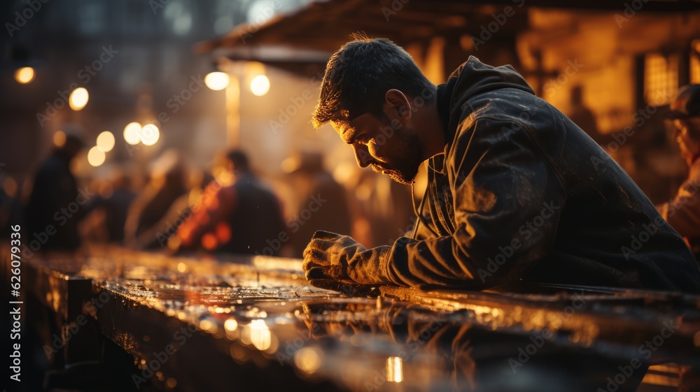 worker making repairs on his work table on worker's day, senior elderly person worker making repairs on his work table on worker's day, senior elderly person