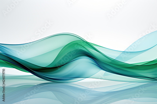 Abstract background waves. Blue, white and green abstract background for wallpaper oder business card. Generative AI.