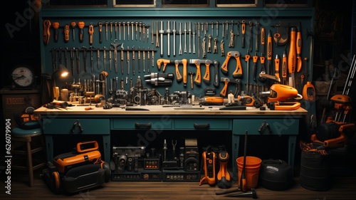 tools arranged in the workshop, for the worker, worker's day mexico latin america