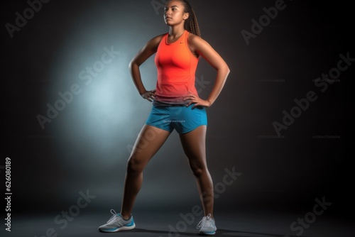 Portrait of beautiful black woman . Sport clothes