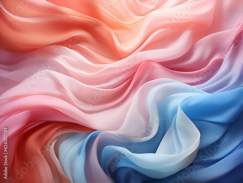 Pink Light Blue Wavy Swirling Satin Silk Fashion Textile Texture Background Backdrop Generative AI