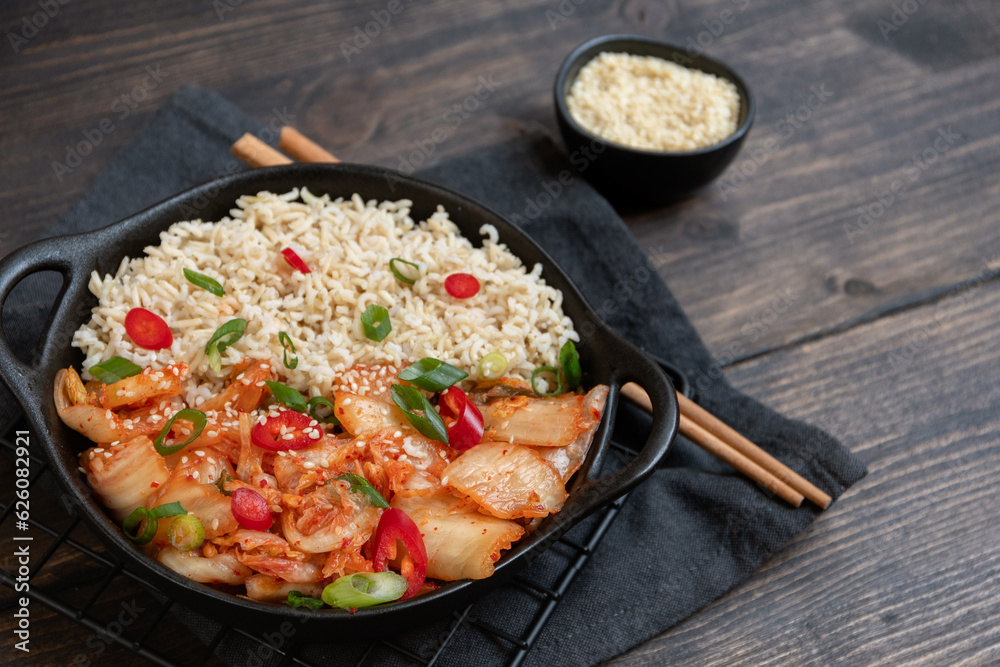 traditional Korean food Kimchee or kimchi cabbage with rice, fermented food traditional Korean food Kimchee or kimchi cabbage with rice, fermented food
