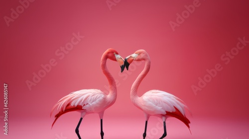 Flamingo pair, On a pink background © mattegg