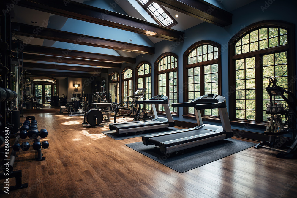 Fitness machine in luxury Gym room