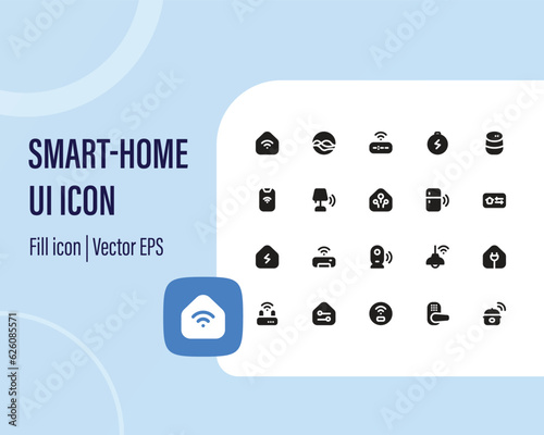 House or Real estate icon set. Containing house, key, buy, sell, loan, smart home, building, mortgage, address, renovation, land, kitchen, bedroom, living room, bathroom. Solid icon vector collection.