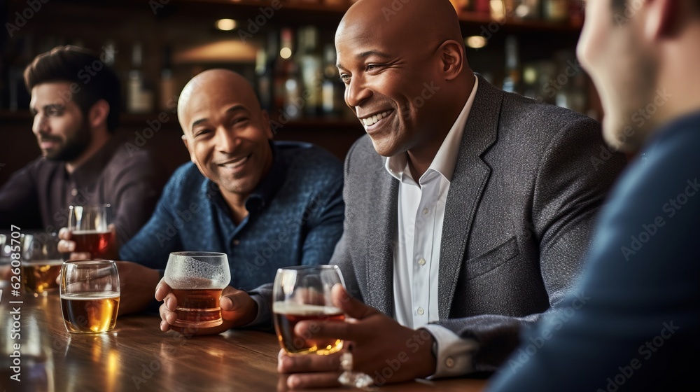 A group of men out at a bar. Generative AI. A group of men out at a bar. Generative AI.