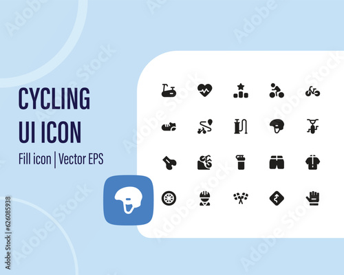 Bicycle rider vector line icons. Vector user interface iconset collection.