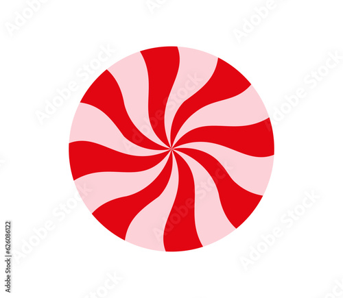 Peppermint candy icon. Christmas pepermint round circle candy. Strawberry flavor sweet.