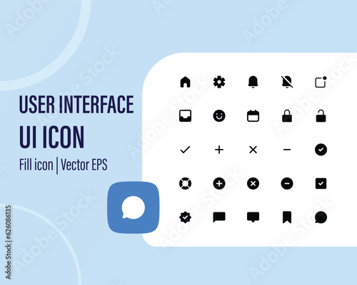 set of ui ux icon set, user interface icon set collection.