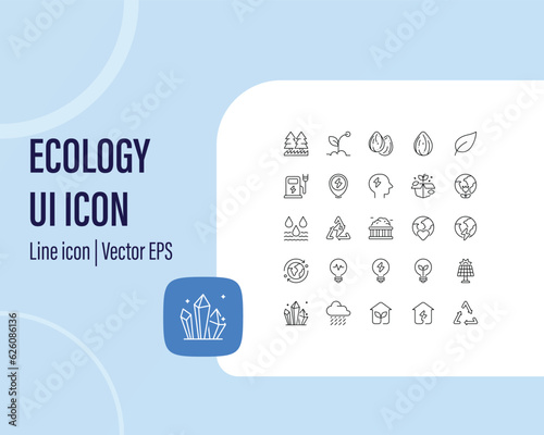 Ecology icons set. Nature icon. Eco green icons. Eco friendly related thin line icon set in minimal style. Linear ecology icons. Environmental sustainability simple symbol.
