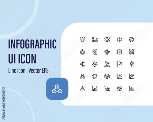 Set of infographic icons. infographic web icons in line style. Money, bank, contact, infographic. Icon collection. Vector illustration.