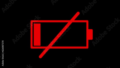 animated flashing low battery icon on black background