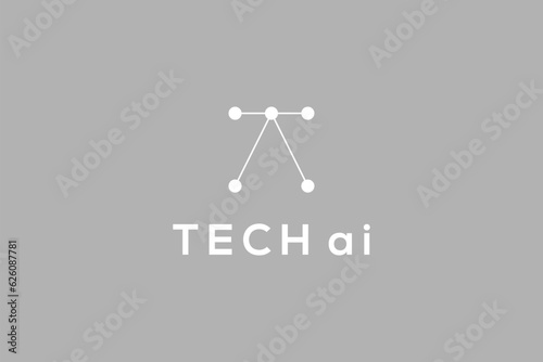 T A initial logo letter circuit AI artificial intellegence icon symbol modern technology