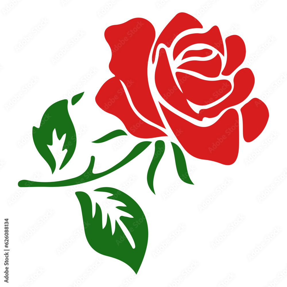 rose flower svg, rose flower vector, rose flower with branch svg, rose