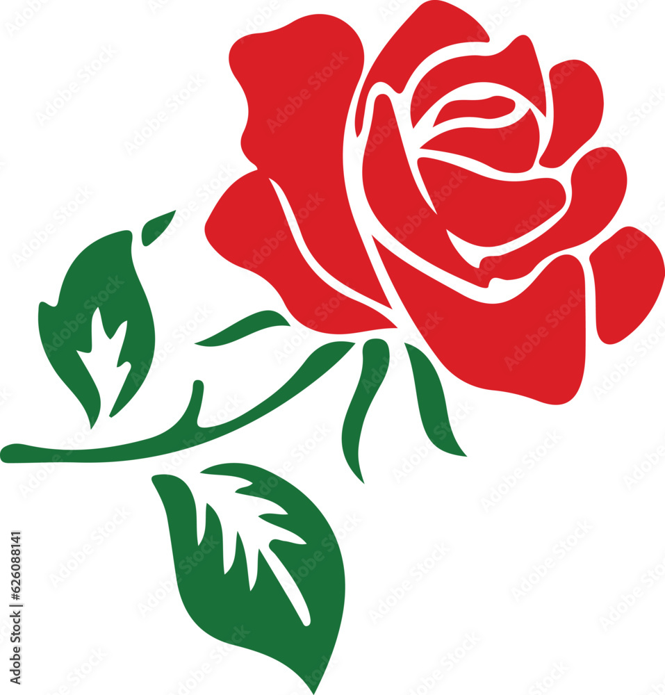 rose flower svg, rose flower vector, rose flower with branch svg, rose