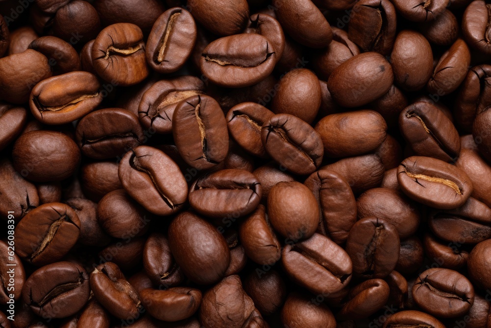 Fresh roasted coffee beans closeup pattern on dark background. Food pattern. Love coffee concept. Top view, flat lay with copy space Fresh roasted coffee beans closeup pattern on dark background. Food pattern. Love coffee concept. Top view, flat lay with copy space