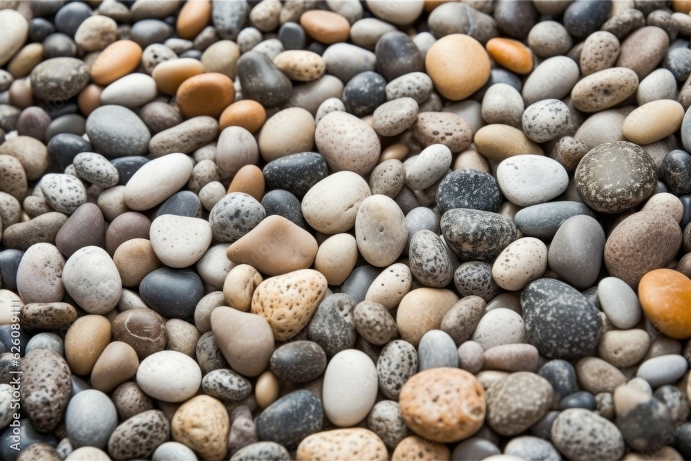 Abstract background with dry beautiful stones or pebbles, selective focus. AI generated, human enhanced. Abstract background with dry beautiful stones or pebbles, selective focus. AI generated, human enhanced.