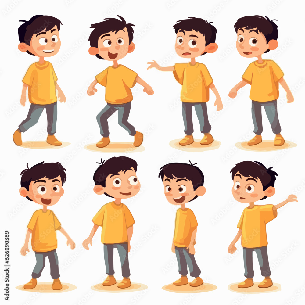 Happy child dressed in gold clothes, multipose. Happy child dressed in gold clothes, multipose.