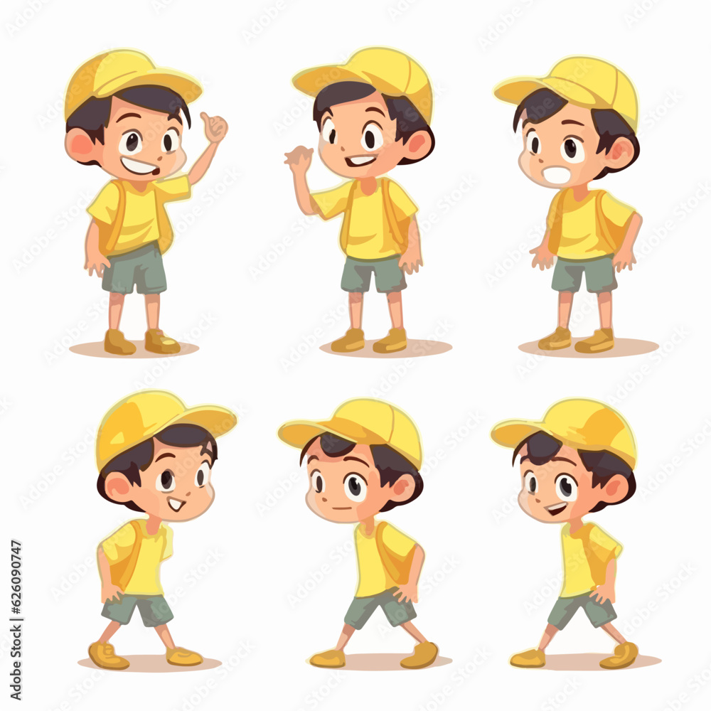 Cartoon illustration of a boy child in yellow clothing. Cartoon illustration of a boy child in yellow clothing.