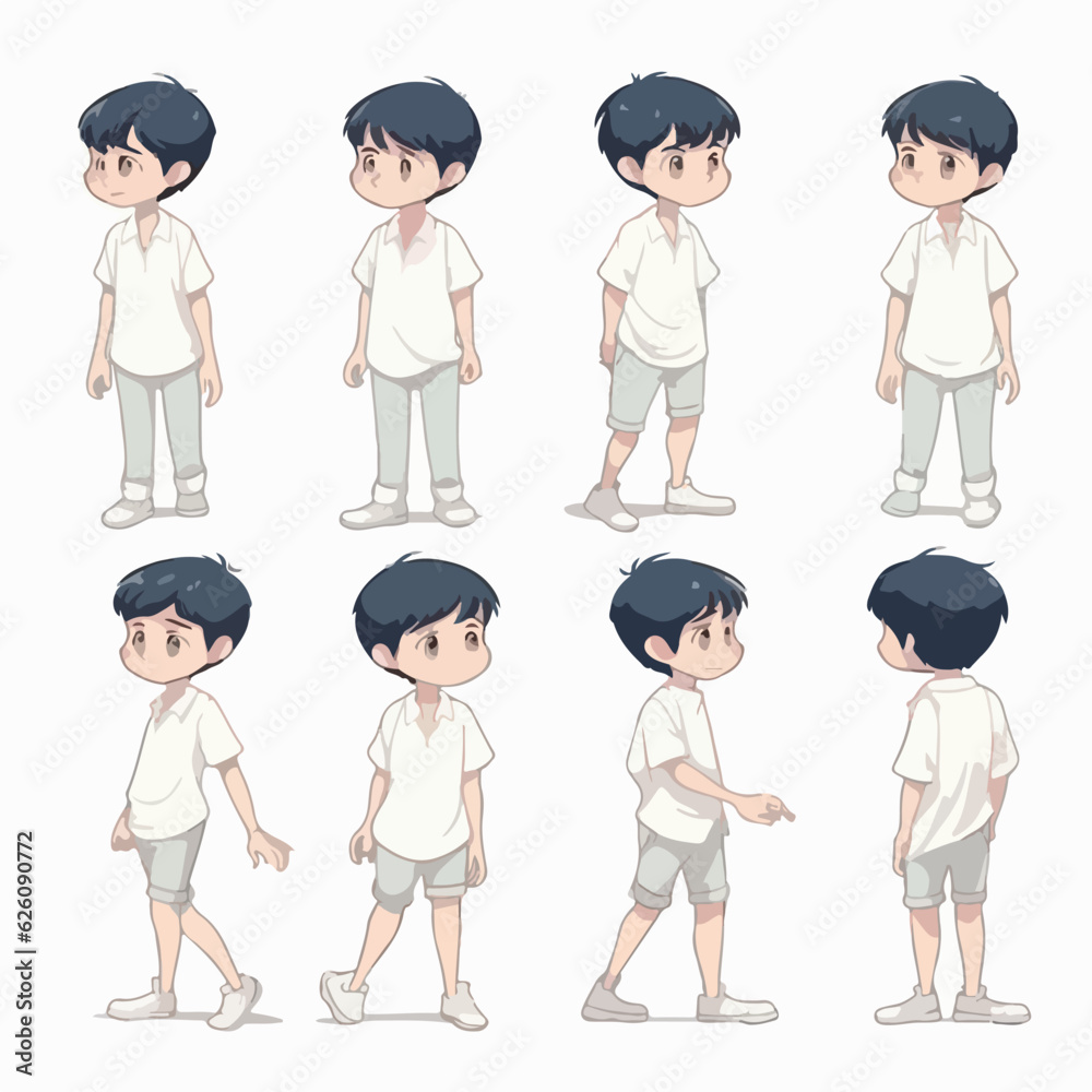 White-clothed cartoon boy, cute and happy kid. White-clothed cartoon boy, cute and happy kid.