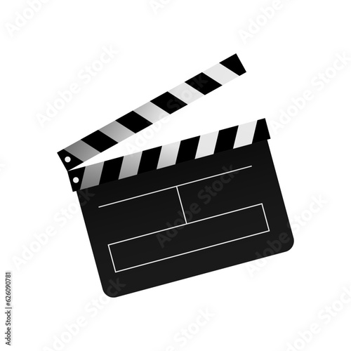 Vector cinema film production realistic transparent composition with isolated image of clapper