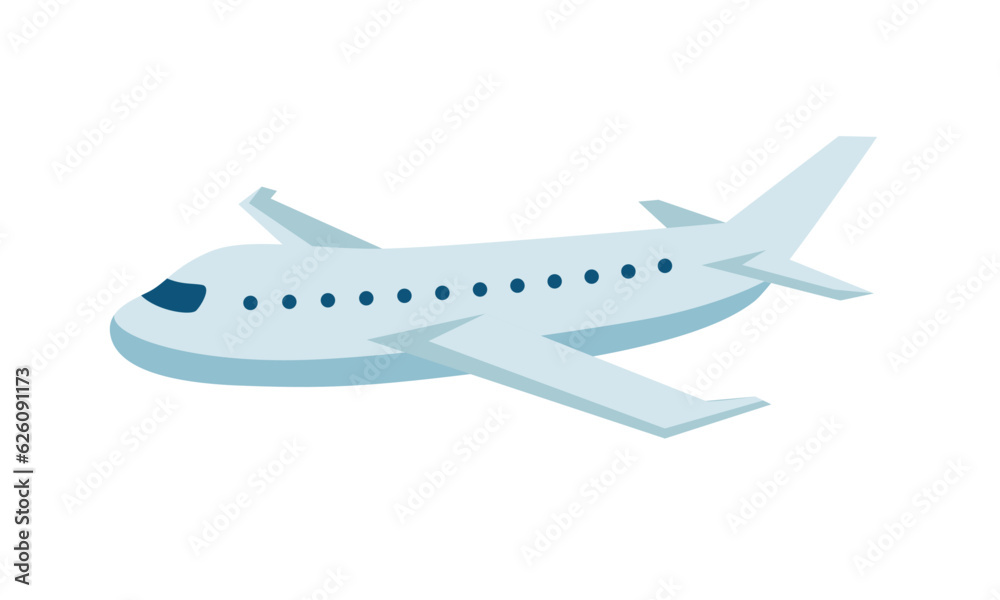 Vector passenger plane flying in the sky side view travel concept