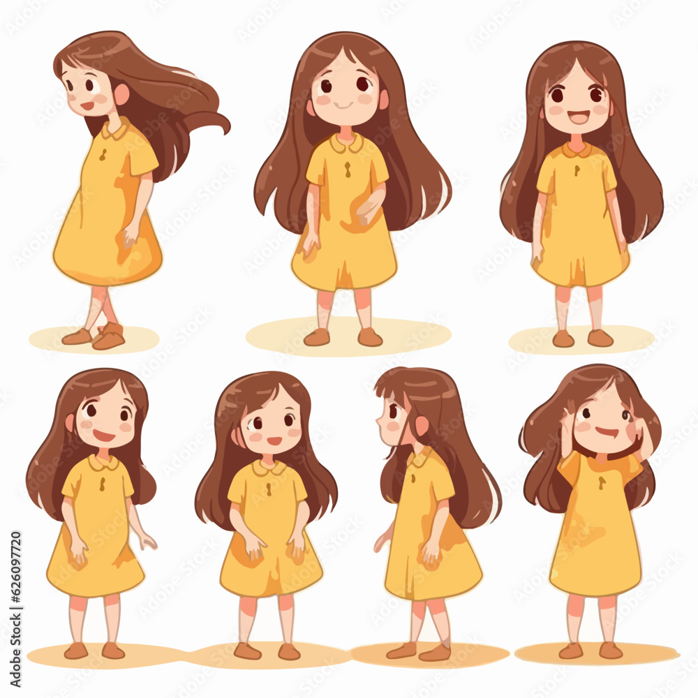 Happy child dressed in yellow clothes, multipose. Happy child dressed in yellow clothes, multipose.