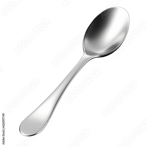 Lustrous stainless steel spoon. isolated object, transparent background