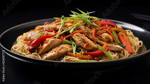Stir-fry noodles with vegetables and chicken