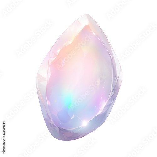 Mystic moonstone crystal game asset. isolated object, transparent background