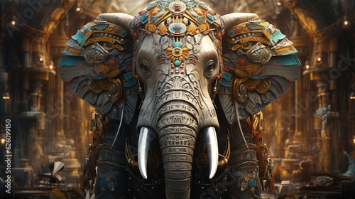 anthropomorphic elephant linquistics, digital art illustration