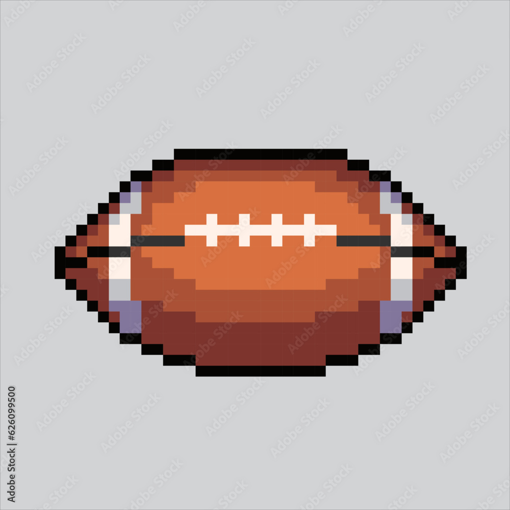 Fototapeta premium Pixel art illustration Rugby Ball. Pixelated Rugby Ball. Sports Rugby Ball icon pixelated for the pixel art game and icon for website and video game. old school retro.