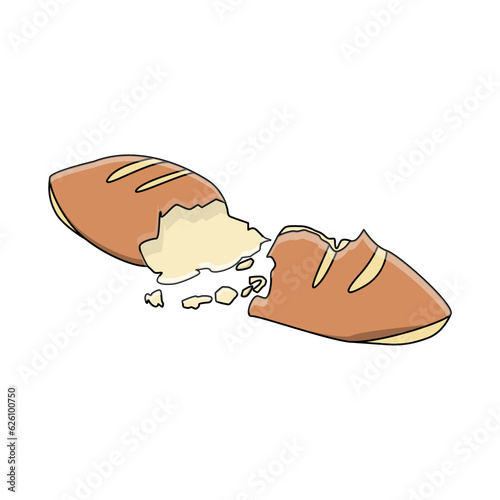 halved and scattered bread food design vector