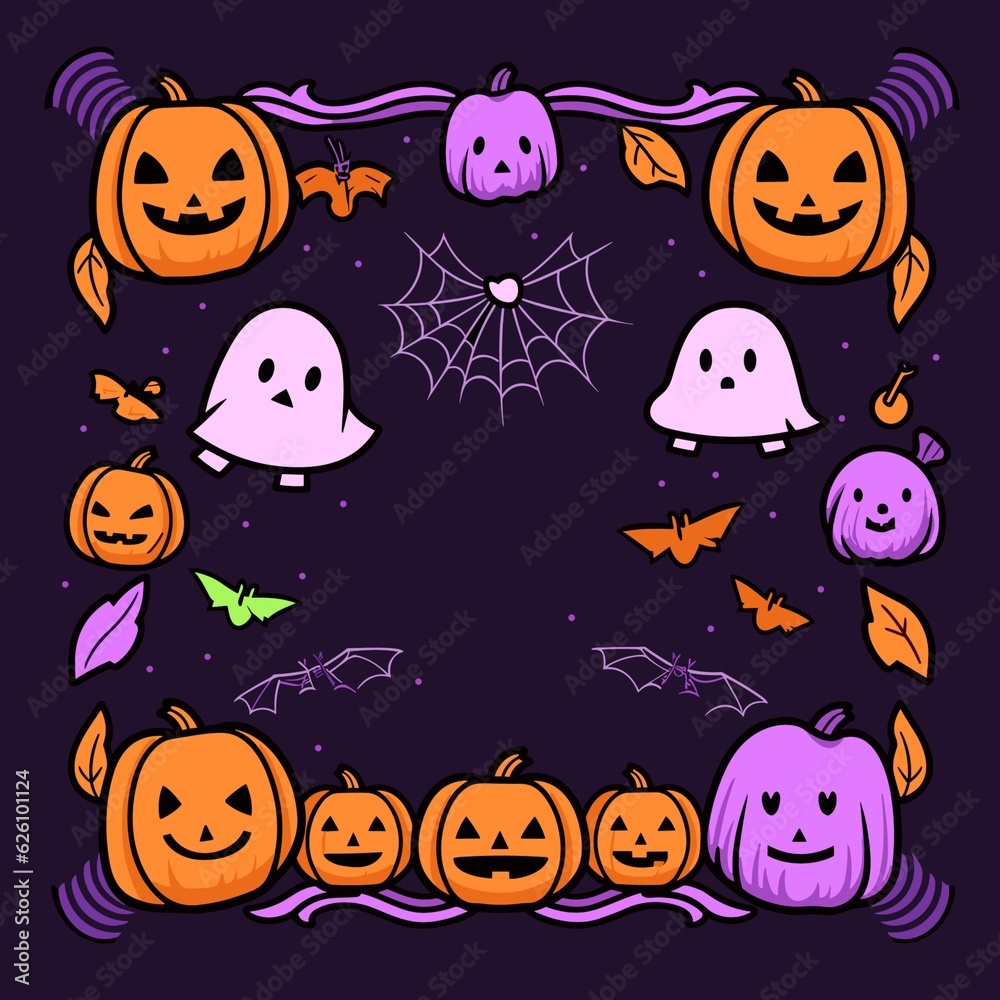 Fototapeta premium Halloween theme. Vector illustration in cartoon style.Generative AI