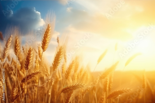 Golden Wheat Field at Sunset Abstract Background