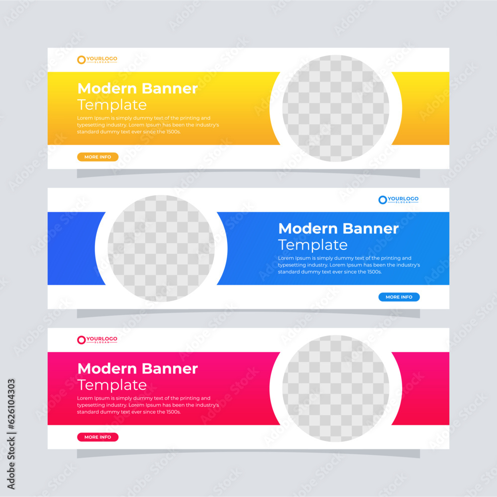 Banner design template. Full colors gradient banners. Modern banner for ads website. Banner design template. Full colors gradient banners. Modern banner for ads website.