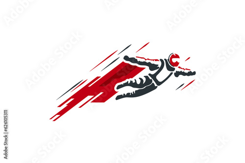 Vector logo of a parachutist jumping out of an airplane