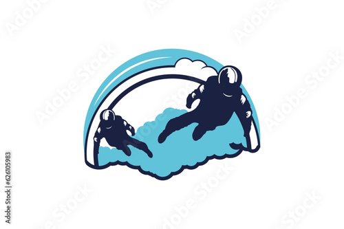 Vector logo of a parachutist jumping out of an airplane