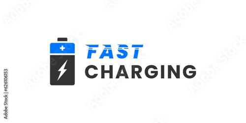 Fast charging label or fast charging icon vector isolated. Fast charging label vector for energy related design elements. Suitable for the battery icon on mobile apps, websites and more.